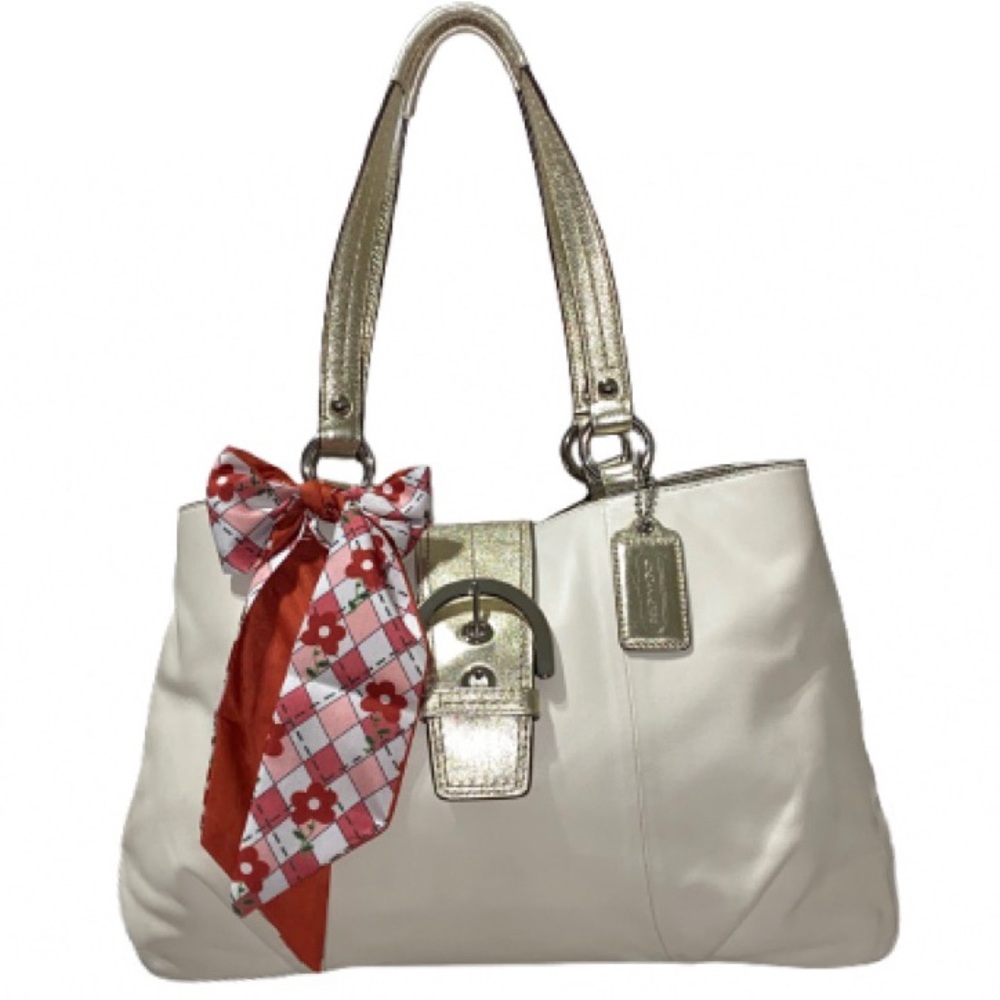 Coach Soho F18751 cream and metallic gold leather east/west shoulder bag,